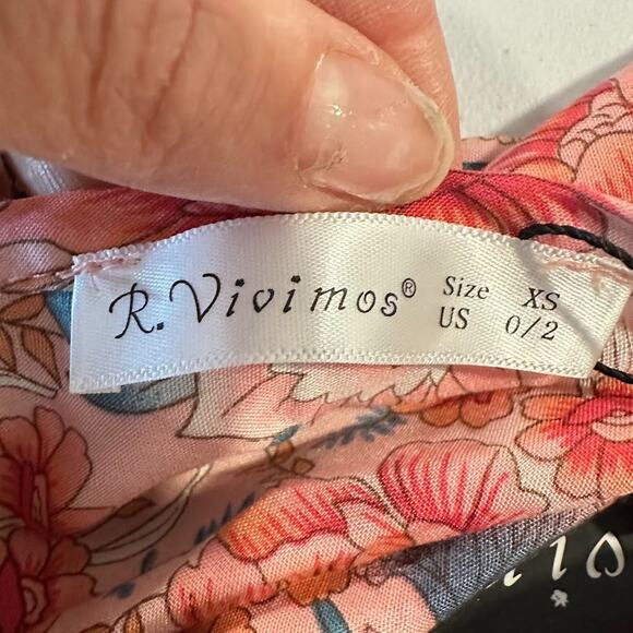 R Vivimos Maxi Dress Size XS Boho Cottage Peasant Floral Pink Tassel Flowy - Picture 6 of 8